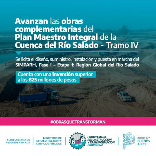 Llamado a licitación por obras complementarias del Río Salado